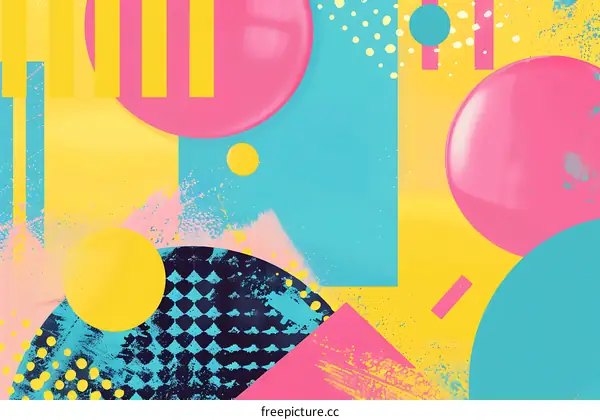 Abstract Geometric Background With Pink Yellow Blue Colors