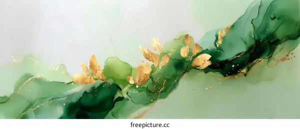 Abstract Green and Gold Alcohol Ink Art