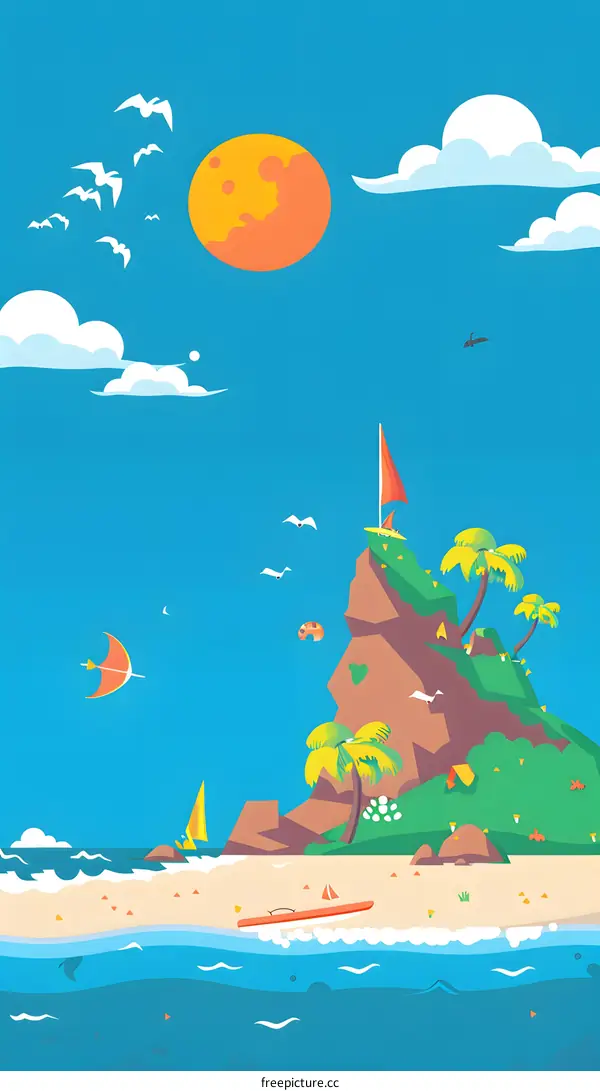 Summer Vacation Island Illustration