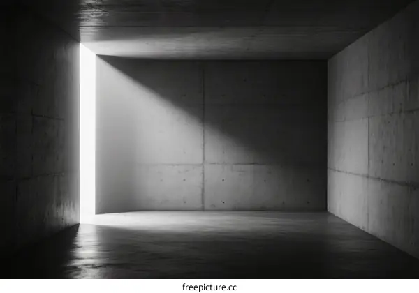 A Minimalist Concrete Room with Bright Light Through Doorway