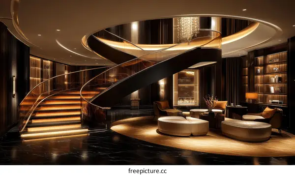 Luxury Modern Interior Design with Spiral Staircase