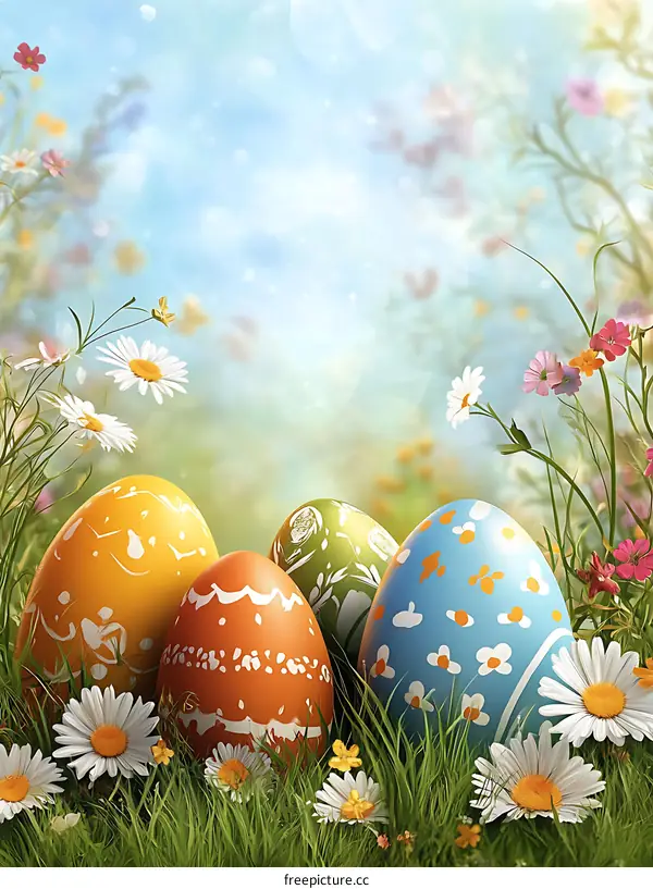 Easter Eggs in a Spring Meadow