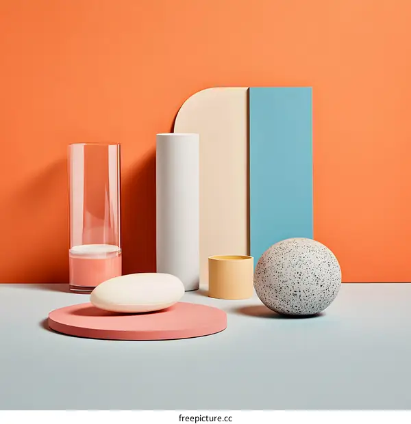 Abstract Minimalist Composition with Geometric Shapes and Pastel Colors