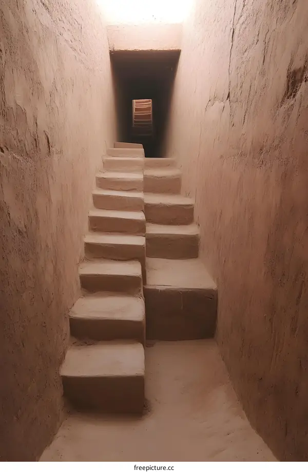 Clay Brick Stairs Leading to a Tunnel