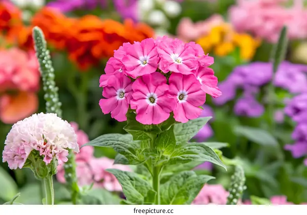 Close Up Of Pink Flowers In Garden