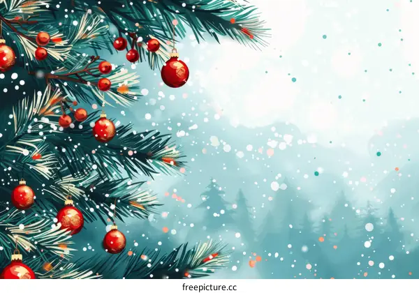 Christmas Tree Decorated with Vibrant Red Balls