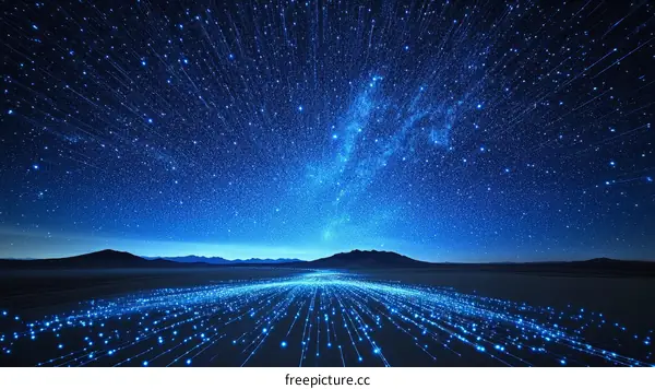 Digital Night Sky Over a Desert Road
