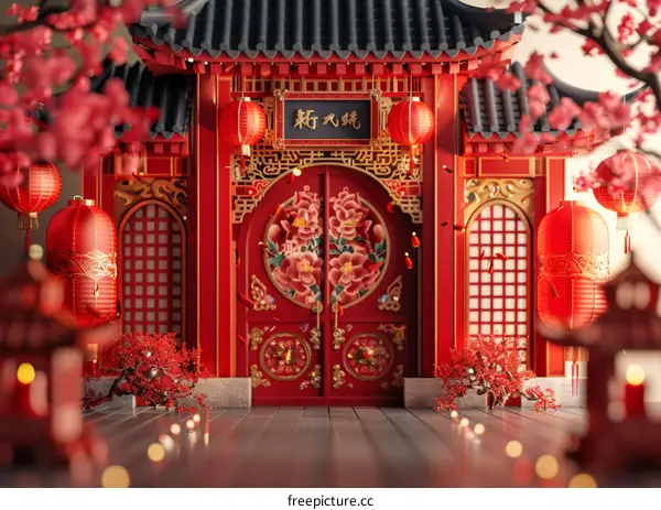 Chinese Style and Festive Elements Illustration