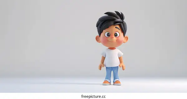 3d rendering of a cute cartoon boy