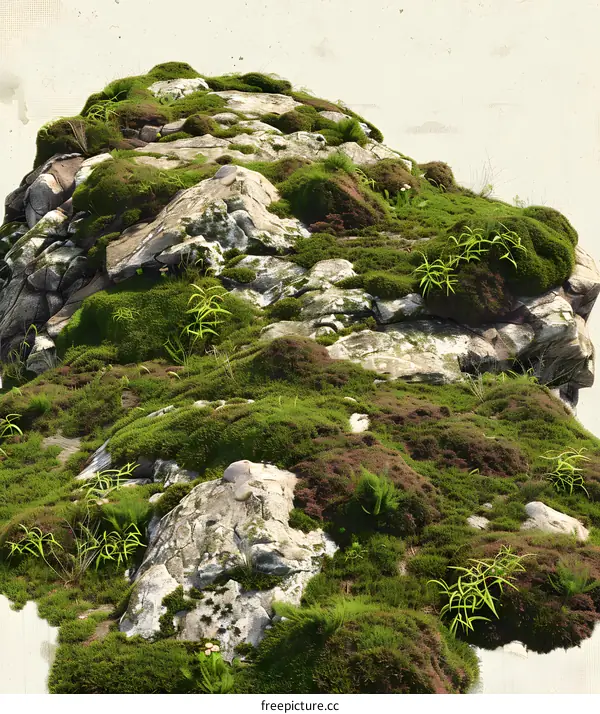 Green Moss Covered Rocks  Background