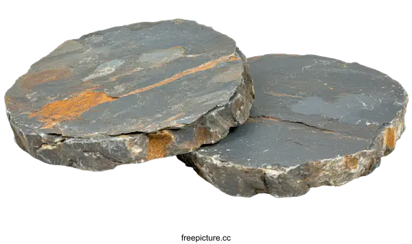 [Transparent Background PNG]Two Natural Stone Slabs Decorated with Natural Patterns