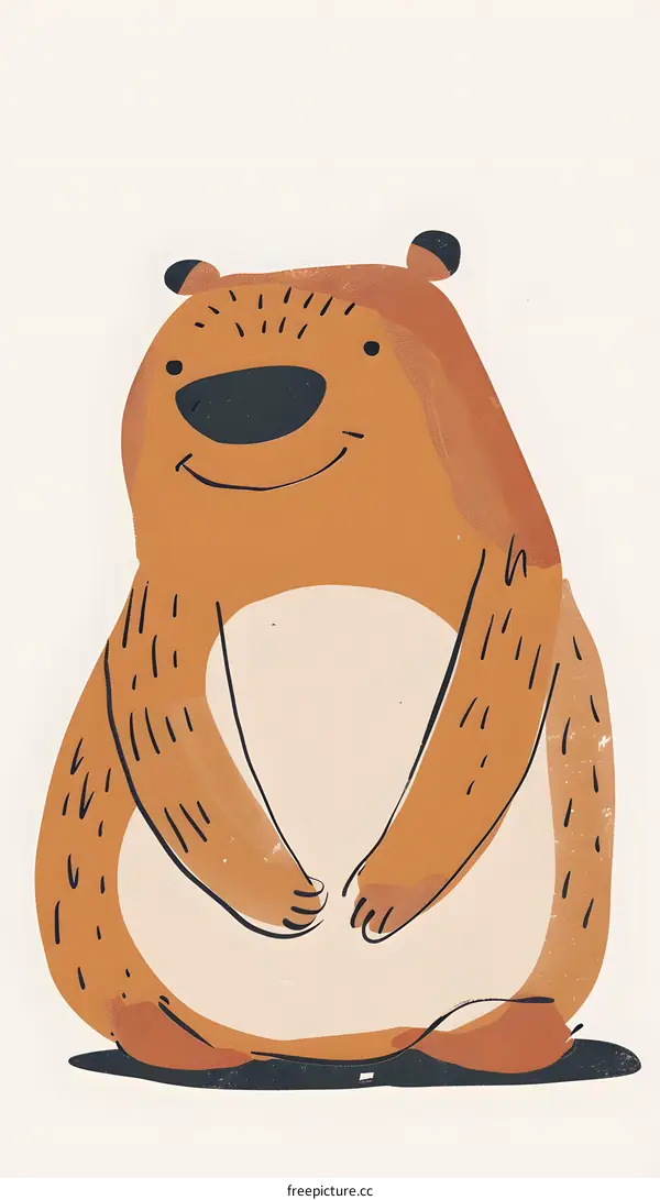 Cute Brown Bear Cartoon Illustration