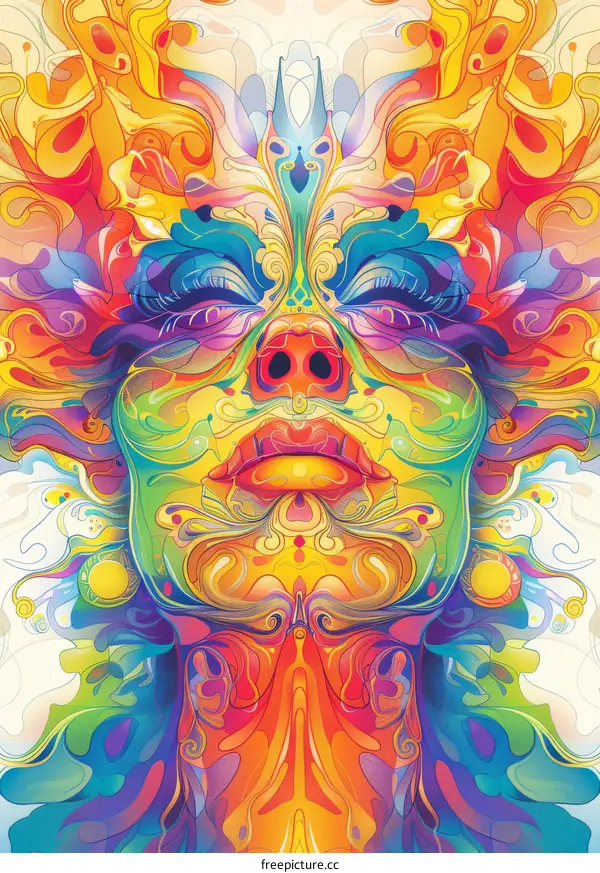 Psychedelic Face Portrait in Vibrant Colors