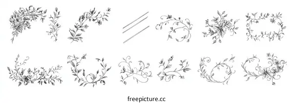 Elegant Floral Decorative Elements Set