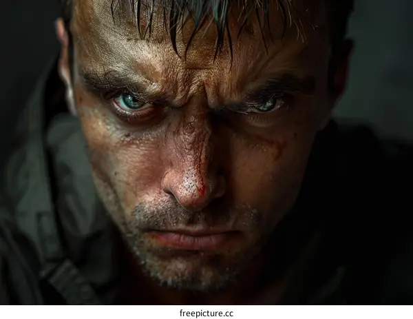 Close-up Portrait of a Serious Man