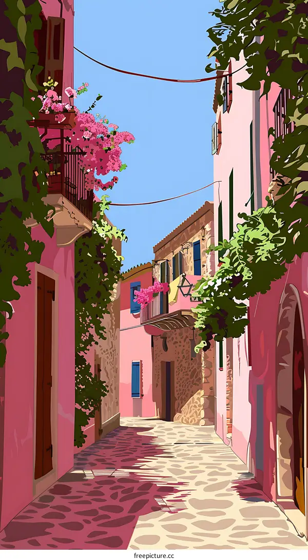 Pink Buildings on a Sunny Day