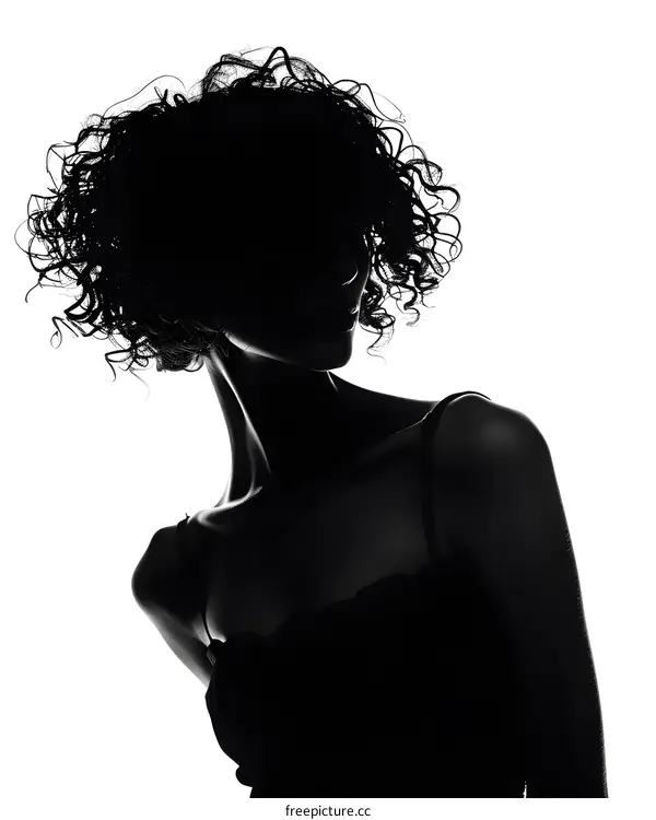 Silhouette of woman with curly hair
