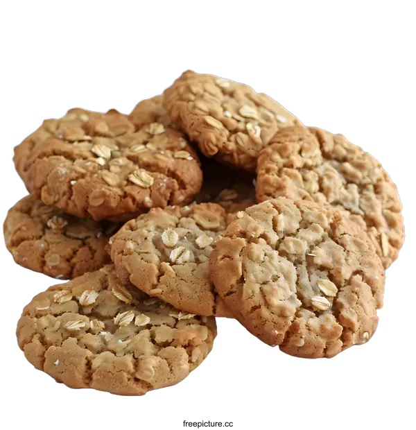 [Transparent Background PNG]Freshly Baked Oatmeal Cookies on White