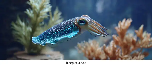 Beautiful Deep Sea Squid in Aquarium