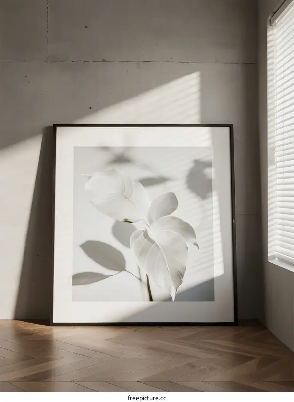 Elegant White Leaf Plant in Minimalist Room Setting