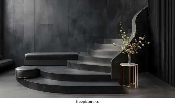 Black and White Interior Design with Modern Staircase