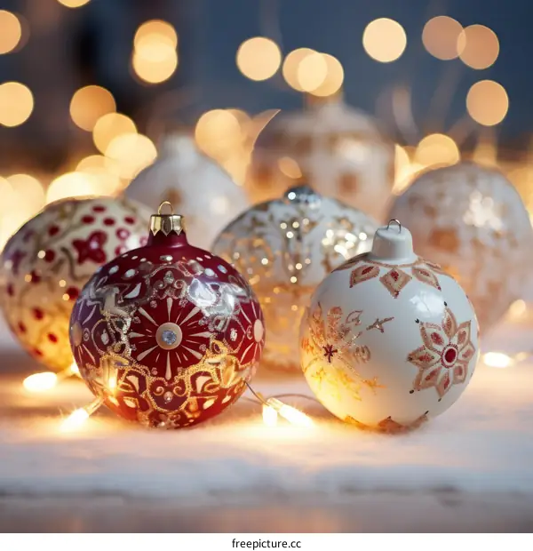 Colorful Christmas Ornaments and Lights