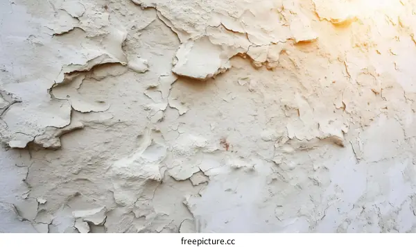 Cracked white painted concrete wall texture background