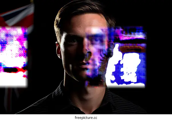 Portrait of a young male with glitch effect