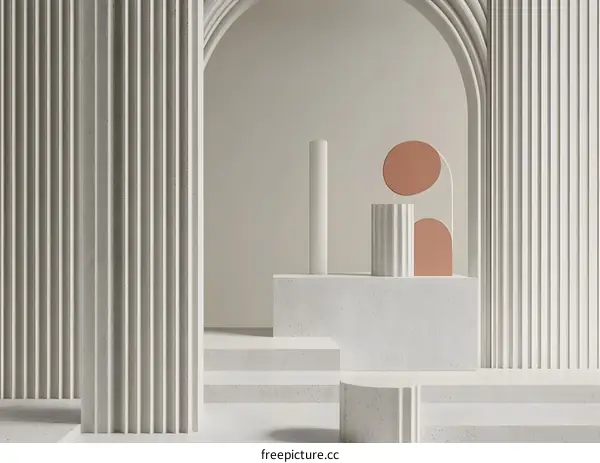 Abstract Minimalist 3D Rendering of Geometric Shapes and Columns