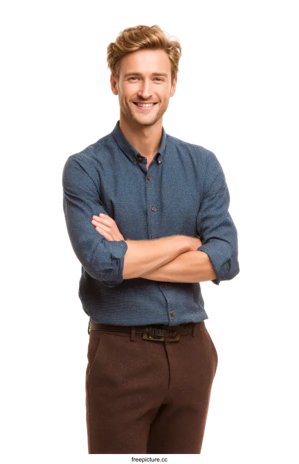 [Transparent Background PNG]Smiling Caucasian Man in Business Casual Outfit