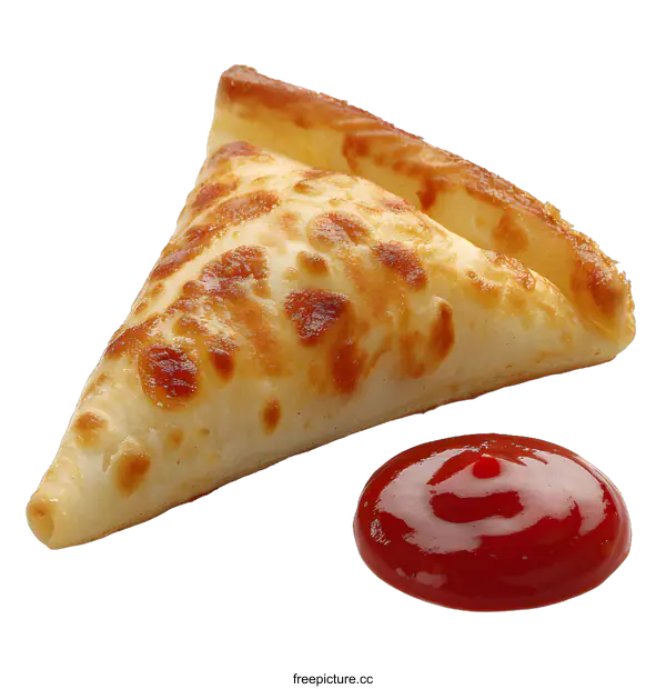[Transparent Background PNG]Single Pizza Slice with Ketchup