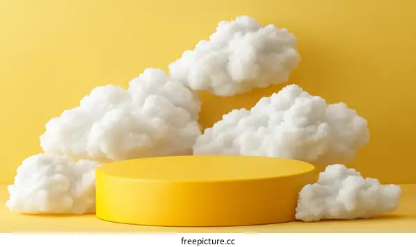 Yellow Podium Display with Clouds