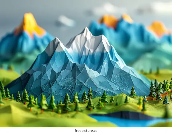 Blue and Green Mountain Landscape