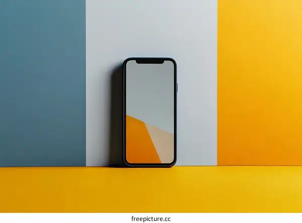 Black Smartphone On Yellow Background
