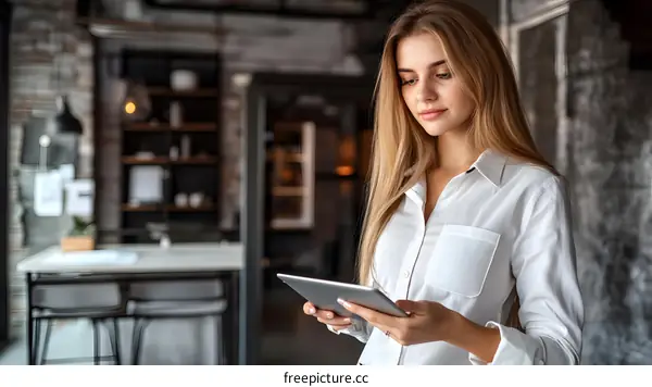 Young Businesswoman Using Tablet in Office