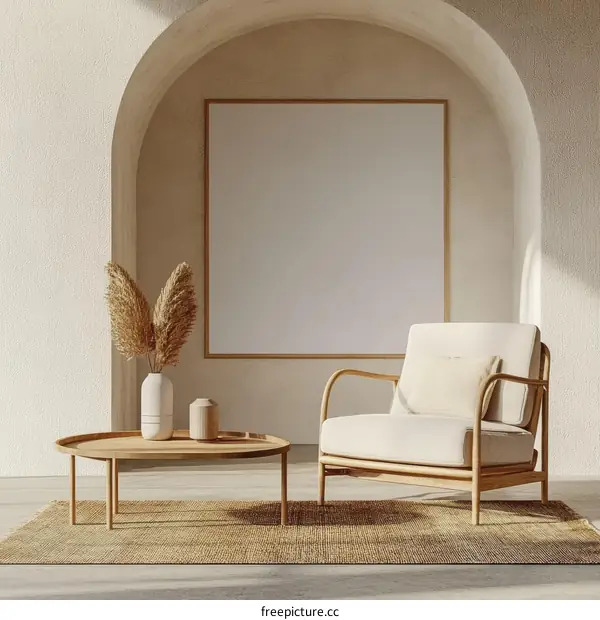 Modern Minimalist Living Room Mockup with Empty Frame