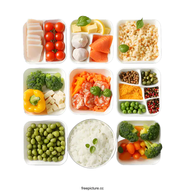 [Transparent Background PNG]Healthy Food Meal Preparation in Containers