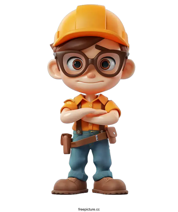 [Transparent Background PNG]builder wearing hardhat
