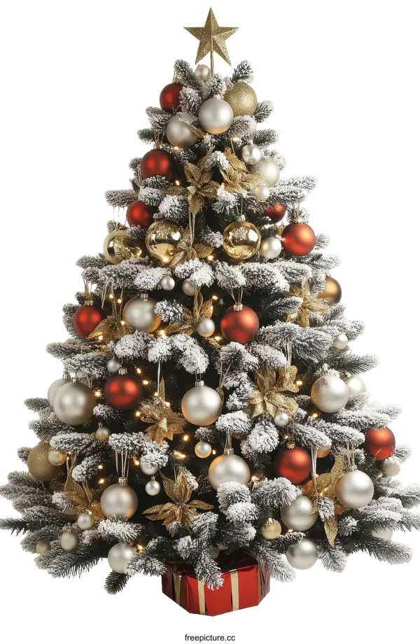 [Transparent Background PNG]Festive Christmas Tree with Ornaments