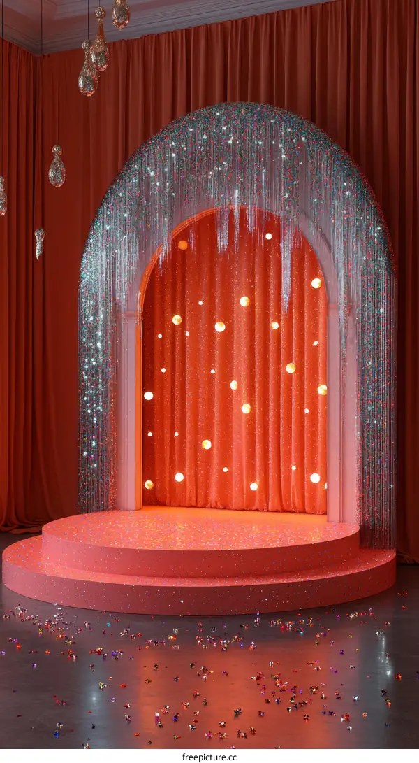 Glittering Stage Archway with Pink Stage