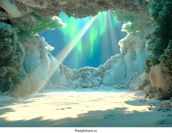 Winter Wonderland with Aurora Borealis