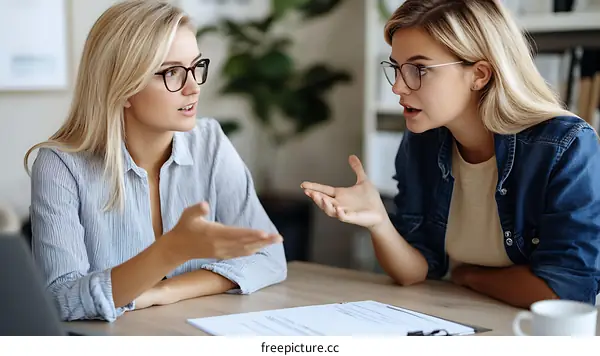 Business Meeting Two Caucasian Women
