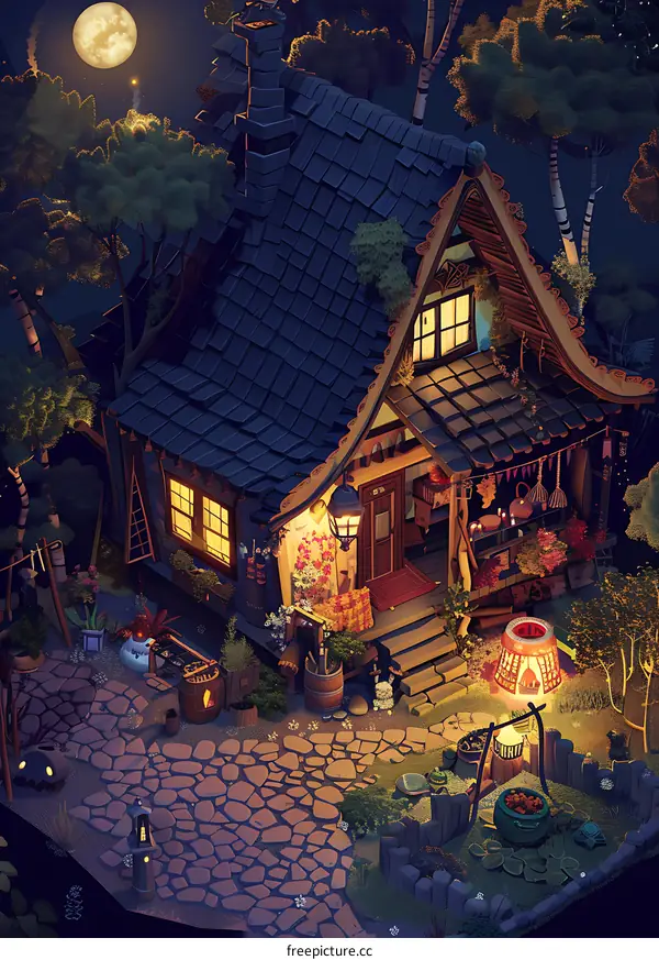 Cozy Night Cottage in the Woods