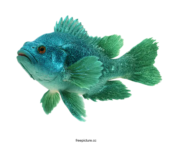 [Transparent Background PNG]Vibrant Turquoise and Emerald Fish Illustration