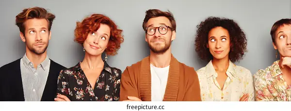 Four Diverse People Pondering Something