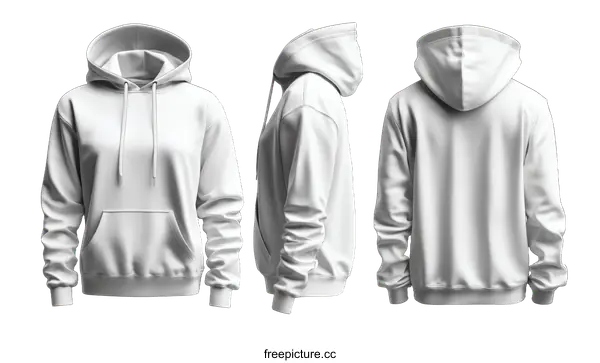 [Transparent Background PNG]Blank White Hoodie Mockup Design