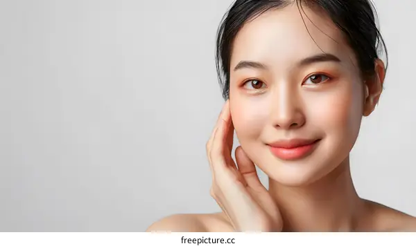 Beautiful Asian Woman with Smooth Skin Smiling