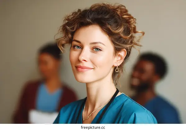 Smiling Female Doctor in Medical Uniform