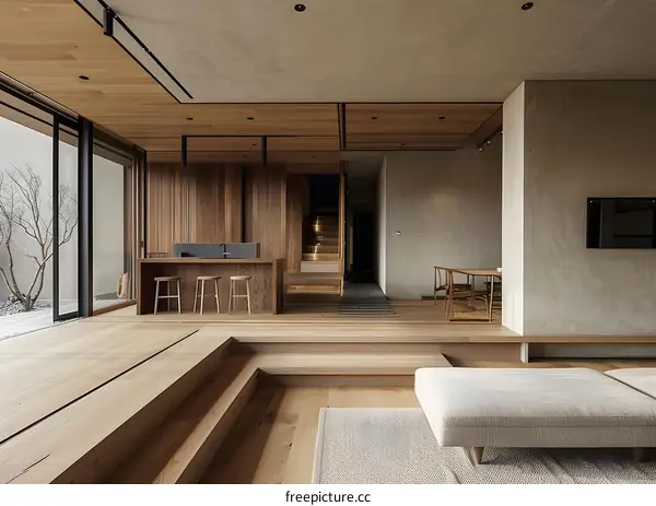 Modern Interior Design with Wooden Flooring and a Minimalist Aesthetic