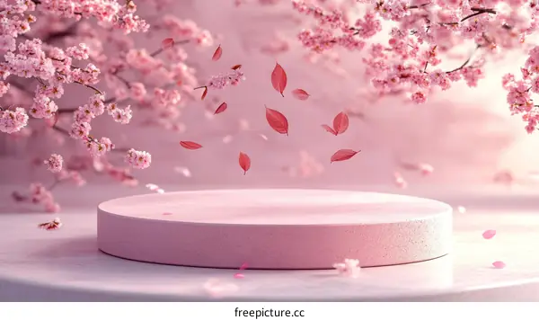 Pink Cherry Blossom Spring Display Podium